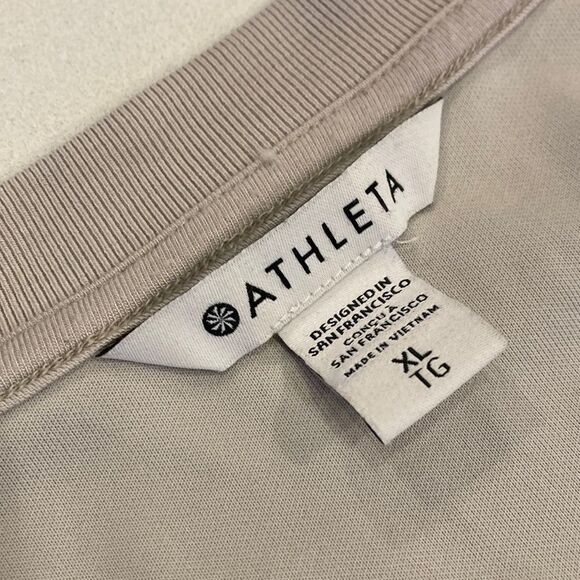 Athleta Seasoft Taupe Grey Buttery Boxy Crew Sweater XL l - Picture 3 of 7
